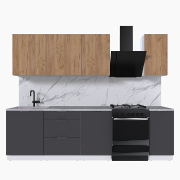 Набор корпусной мебели для кухни " Микс Топ-6" дуб крафт золотой/графит серый/мрамор лацио белый