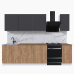 Набор корпусной мебели для кухни " Микс Топ-7" графит серый/дуб крафт золотой/дуб вотан