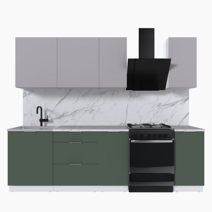 Набор корпусной мебели для кухни " Микс Топ-5" кашемир/дымчато зеленый/мрамор марквина