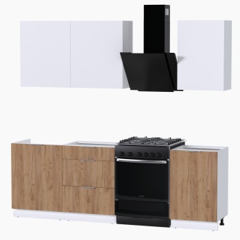 Набор корпусной мебели для кухни " Микс Топ-3" белый премиум/дуб крафт золотой