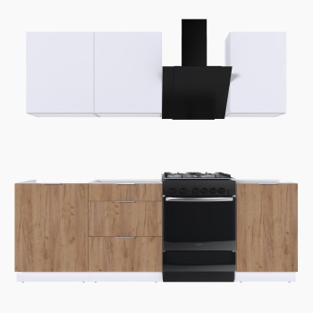 Набор корпусной мебели для кухни " Микс Топ-3" белый премиум/дуб крафт золотой