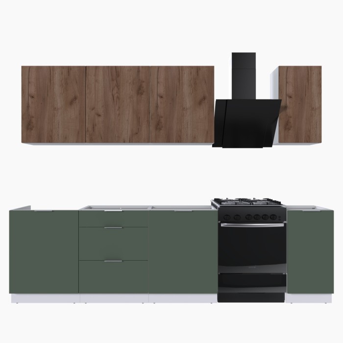 Набор корпусной мебели для кухни " Микс Топ-7" дуб крафт табачный/дымчато зеленый