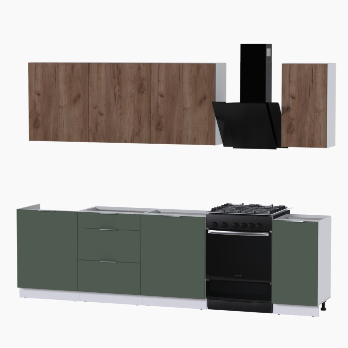 Набор корпусной мебели для кухни " Микс Топ-7" дуб крафт табачный/дымчато зеленый