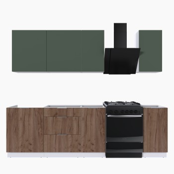 Набор корпусной мебели для кухни " Микс Топ-5" дымчато зеленый/ дуб крафт табачный