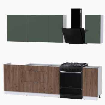 Набор корпусной мебели для кухни " Микс Топ-5" дымчато зеленый/ дуб крафт табачный