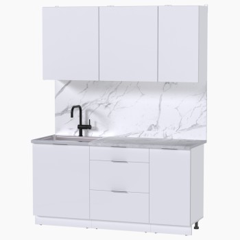 Набор корпусной мебели для кухни " Микс Топ-2" белый премиум/мрамор лацио белый