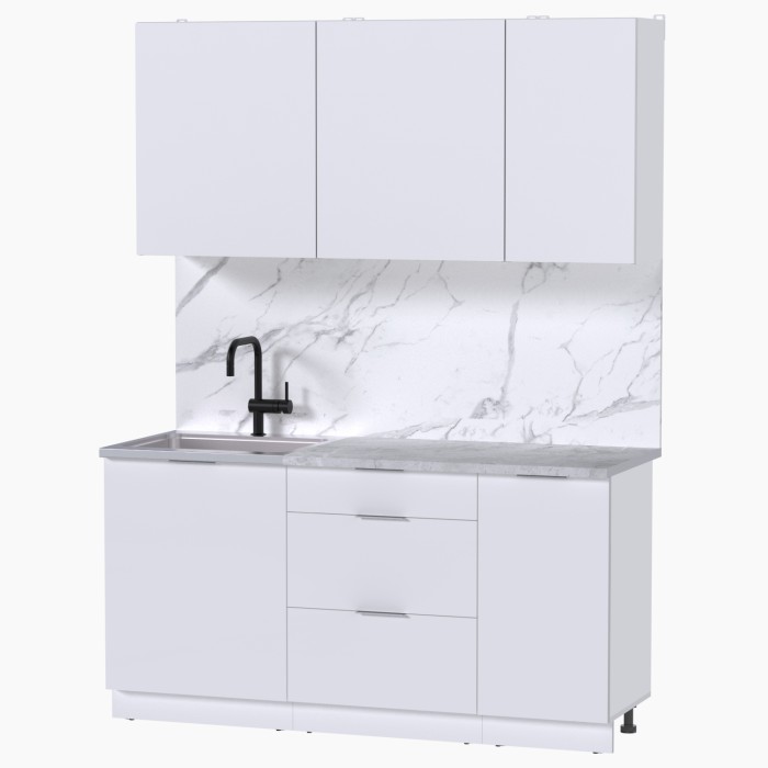 Набор корпусной мебели для кухни " Микс Топ-2" белый премиум/мрамор лацио белый