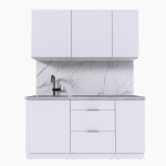 Набор корпусной мебели для кухни " Микс Топ-2" белый премиум/мрамор лацио белый