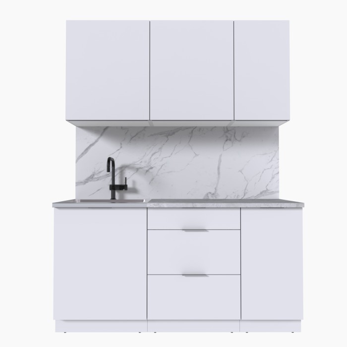 Набор корпусной мебели для кухни " Микс Топ-2" белый премиум/мрамор лацио белый