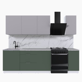 Набор корпусной мебели для кухни " Микс Топ-6" кашемир/дымчато зеленый/мрамор марквина