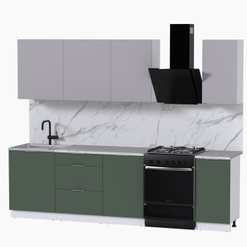 Набор корпусной мебели для кухни " Микс Топ-6" кашемир/дымчато зеленый/мрамор марквина