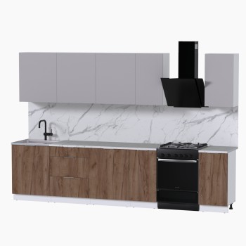 Набор корпусной мебели для кухни " Микс Топ-9" кашемир/дуб крафт табачный/мрамор марквина