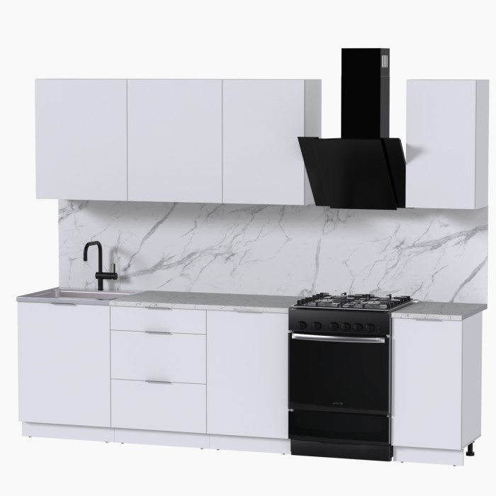 Набор корпусной мебели для кухни " Микс Топ-6" белый премиум/мрамор марквина