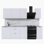 Набор корпусной мебели для кухни " Микс Топ-6" белый премиум/мрамор марквина
