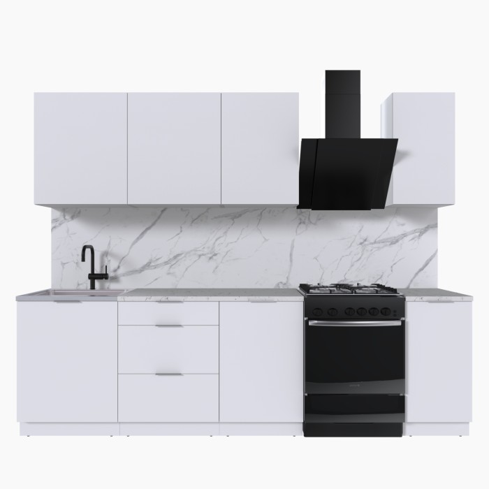 Набор корпусной мебели для кухни " Микс Топ-6" белый премиум/мрамор марквина