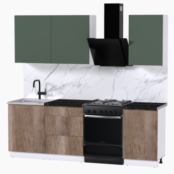 Набор корпусной мебели для кухни " Микс Топ-3" дымчато зеленый/ дуб каньон/тунис