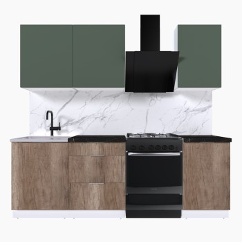 Набор корпусной мебели для кухни " Микс Топ-3" дымчато зеленый/ дуб каньон/тунис