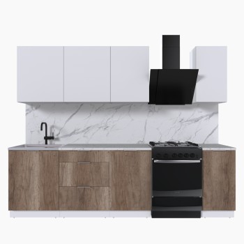 Набор корпусной мебели для кухни " Микс Топ-6" белый премиум/дуб каньон/мрамор марквина