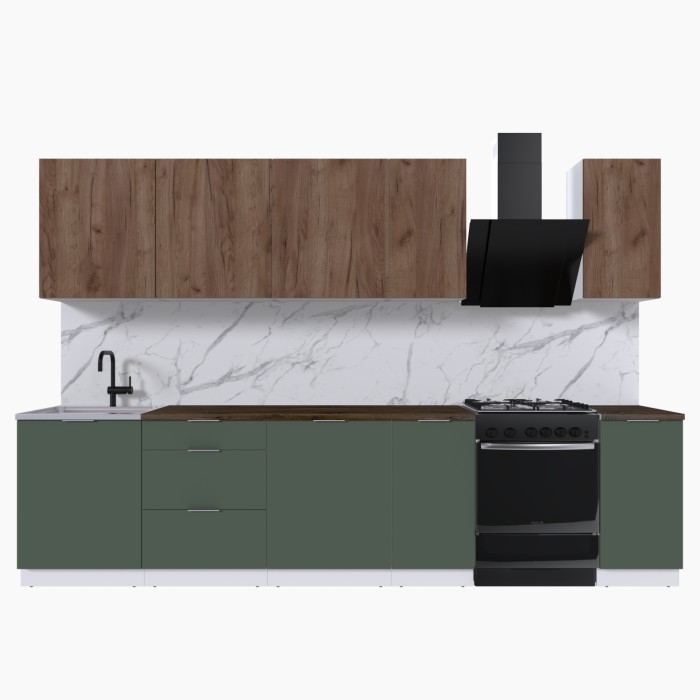 Набор корпусной мебели для кухни " Микс Топ-9" дуб крафт табачный/дымчато зеленый/дуб флагстаф темный