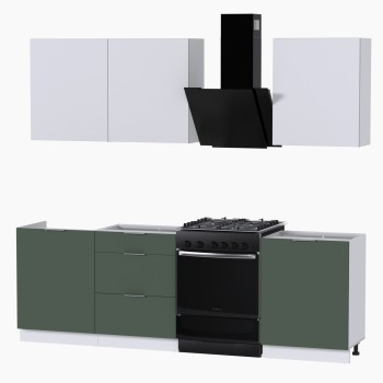 Набор корпусной мебели для кухни " Микс Топ-4" белый премиум/дымчато зеленый