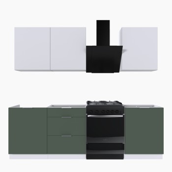 Набор корпусной мебели для кухни " Микс Топ-4" белый премиум/дымчато зеленый