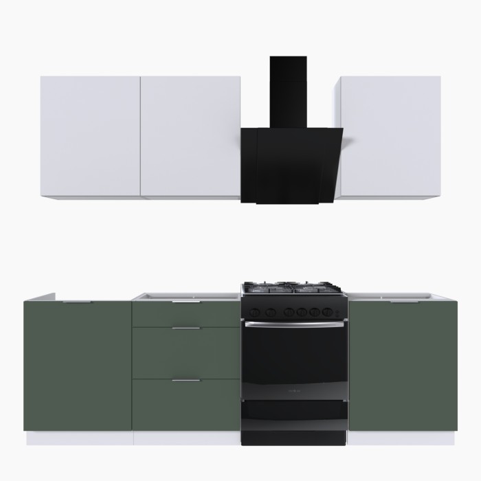 Набор корпусной мебели для кухни " Микс Топ-4" белый премиум/дымчато зеленый