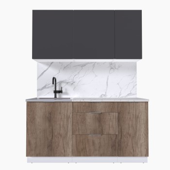 Набор корпусной мебели для кухни " Микс Топ-2" графит серый/дуб каньон/мрамор марквина