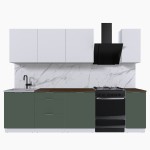 Набор корпусной мебели для кухни " Микс Топ-7" белый премиум/дымчато зеленый/дуб флагстаф темный