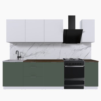 Набор корпусной мебели для кухни " Микс Топ-7" белый премиум/дымчато зеленый/дуб флагстаф темный