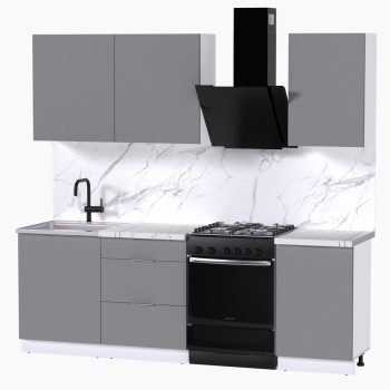 Набор корпусной мебели для кухни " Микс Топ-3" шиншилла серая/ шиншилла серая/мрамор марквина