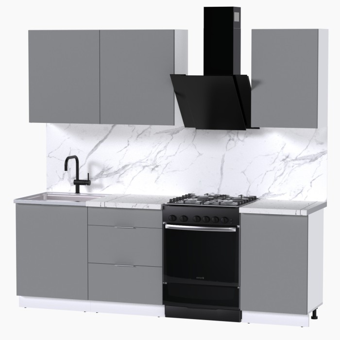 Набор корпусной мебели для кухни " Микс Топ-3" шиншилла серая/ шиншилла серая/мрамор марквина