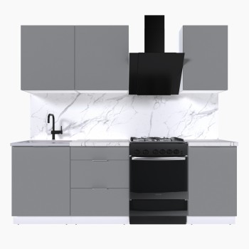 Набор корпусной мебели для кухни " Микс Топ-3" шиншилла серая/ шиншилла серая/мрамор марквина