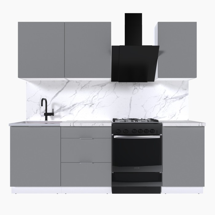 Набор корпусной мебели для кухни " Микс Топ-3" шиншилла серая/ шиншилла серая/мрамор марквина