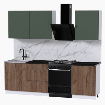 Набор корпусной мебели для кухни " Микс Топ-4" дымчато зеленый/ дуб крафт табачный/тунис