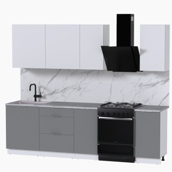 Набор корпусной мебели для кухни " Микс Топ-5" белый премиум/шиншилла серая/мрамор лацио белый