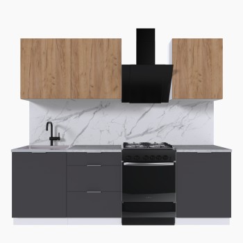 Набор корпусной мебели для кухни " Микс Топ-4" дуб крафт золотой/графит серый/мрамор лацио белый