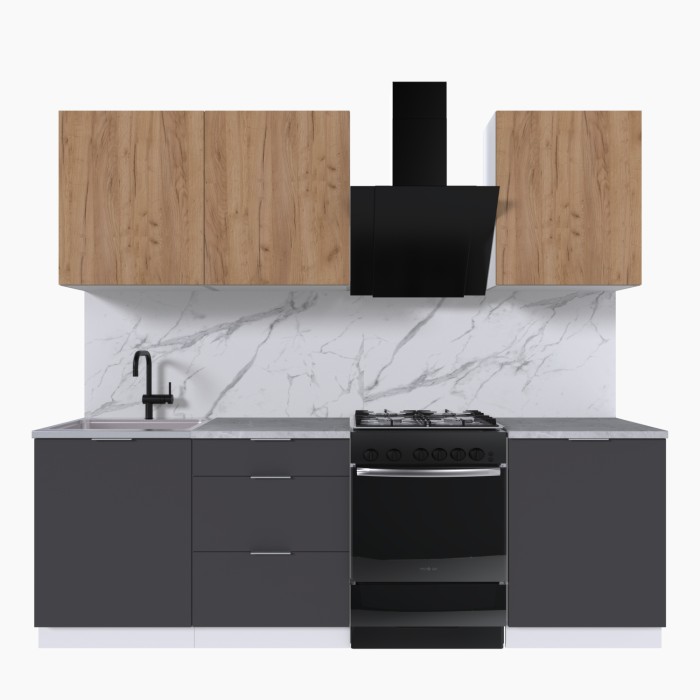 Набор корпусной мебели для кухни " Микс Топ-4" дуб крафт золотой/графит серый/мрамор лацио белый