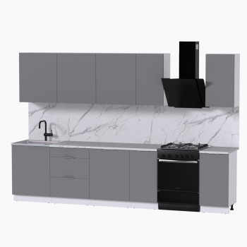 Набор корпусной мебели для кухни " Микс Топ-9" шиншилла серая/ шиншилла серая/мрамор марквина