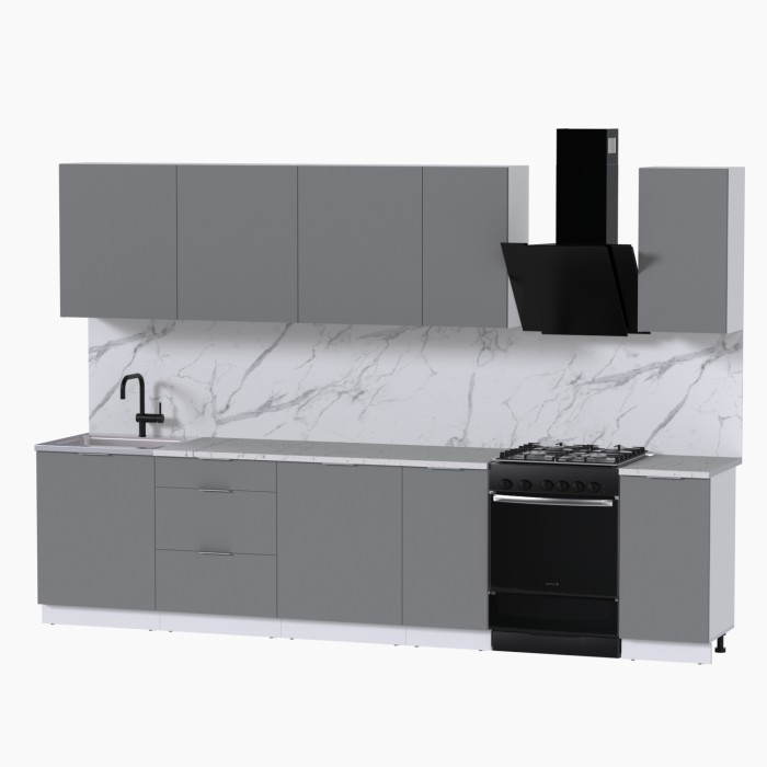 Набор корпусной мебели для кухни " Микс Топ-9" шиншилла серая/ шиншилла серая/мрамор марквина