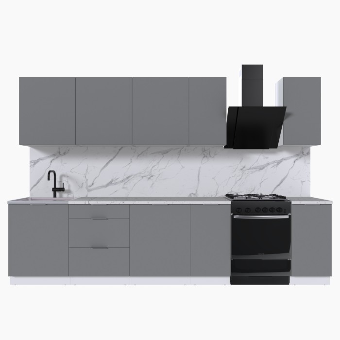 Набор корпусной мебели для кухни " Микс Топ-9" шиншилла серая/ шиншилла серая/мрамор марквина