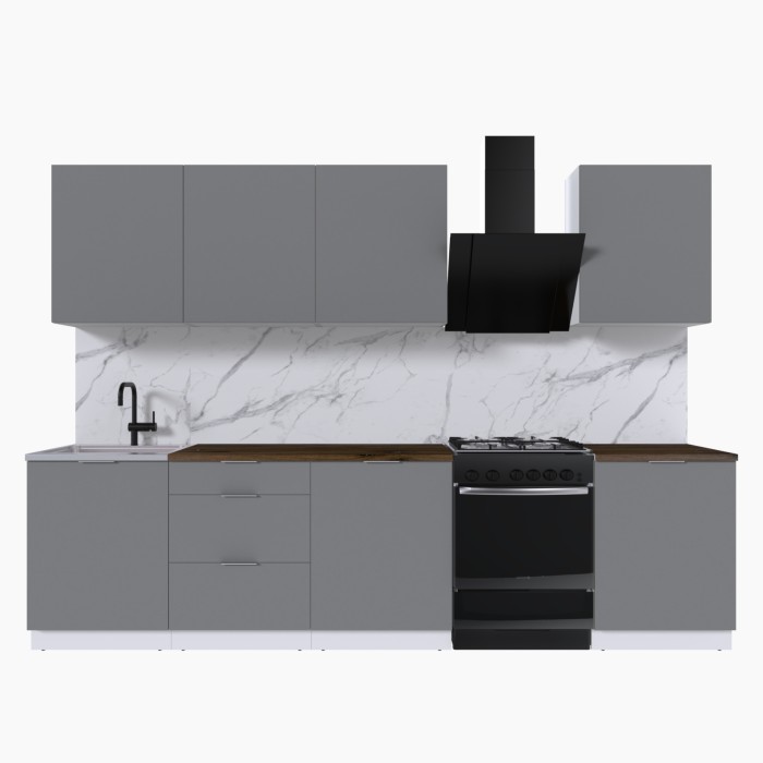 Набор корпусной мебели для кухни " Микс Топ-8" шиншилла серая/ шиншилла серая/дуб флагстаф темный