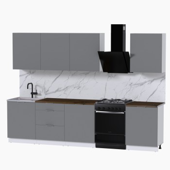 Набор корпусной мебели для кухни " Микс Топ-8" шиншилла серая/ шиншилла серая/дуб флагстаф темный