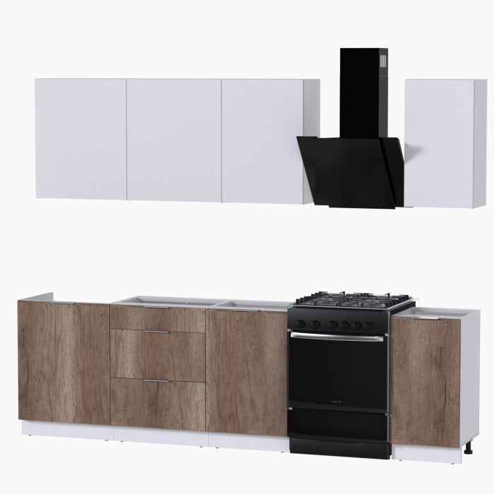 Набор корпусной мебели для кухни " Микс Топ-6" белый премиум/дуб каньон