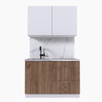 Набор корпусной мебели для кухни " Микс Топ-1" белый премиум/дуб крафт табачный/мрамор марквина