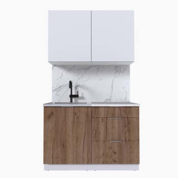 Набор корпусной мебели для кухни " Микс Топ-1" белый премиум/дуб крафт табачный/мрамор марквина