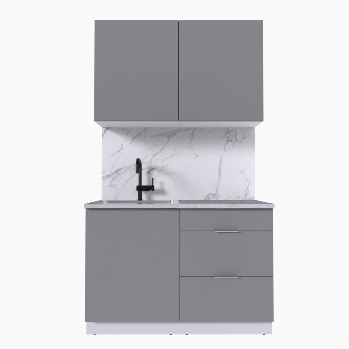 Набор корпусной мебели для кухни " Микс Топ-1" шиншилла серая/ шиншилла серая/мрамор марквина