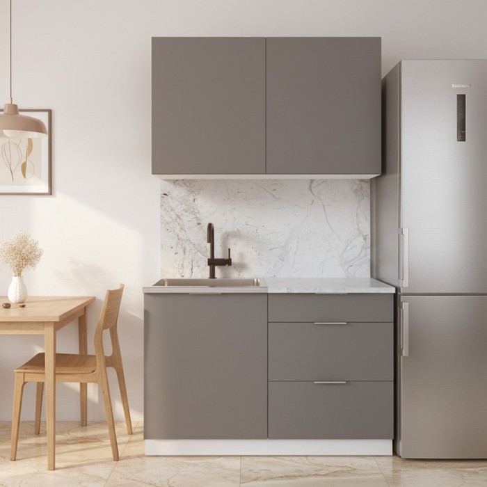 Набор корпусной мебели для кухни " Микс Топ-1" шиншилла серая/ шиншилла серая/мрамор марквина