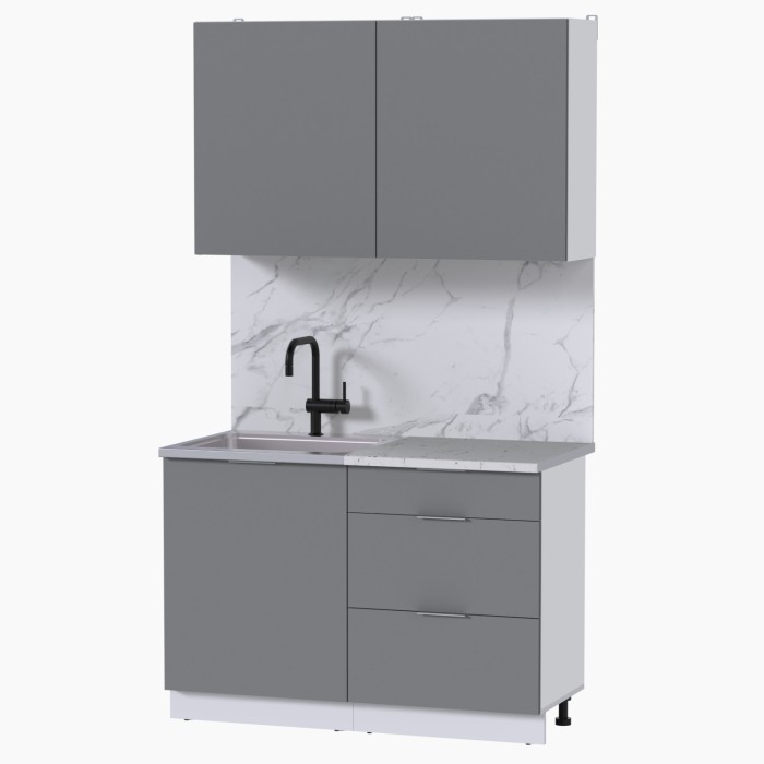 Набор корпусной мебели для кухни " Микс Топ-1" шиншилла серая/ шиншилла серая/мрамор марквина