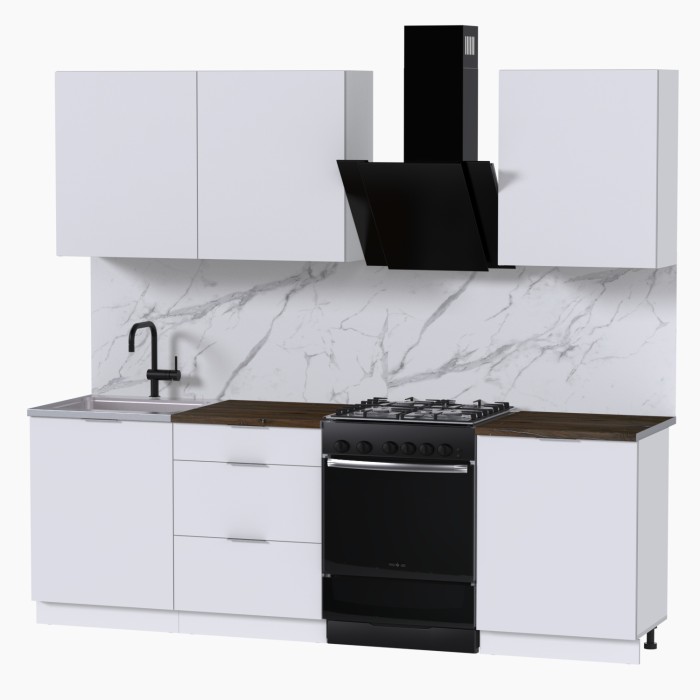 Набор корпусной мебели для кухни " Микс Топ-4" белый премиум/дуб флагстаф темный