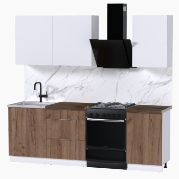 Набор корпусной мебели для кухни " Микс Топ-3" белый премиум/дуб крафт табачный/дуб флагстаф темный